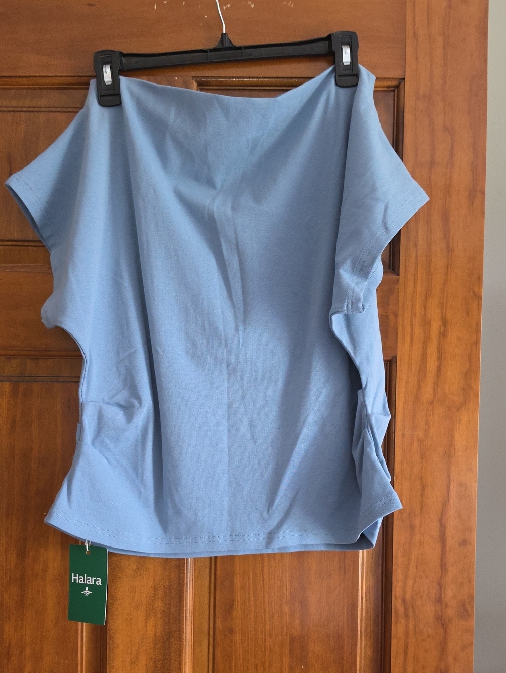 HALARA Women's Powder Blue Boatneck Short Sleeve Top